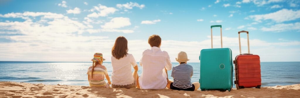 포스트픽 배너로 바닷가에 가족의 행복한 모습